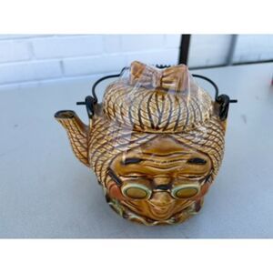Vintage Kitsch Grandma Face Made in Japan Ceramic Teapot